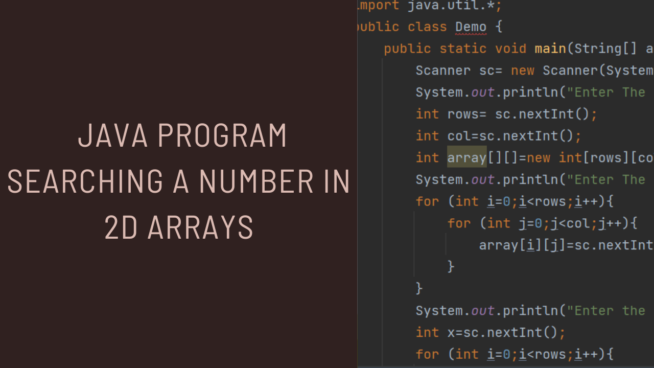 Java Program Searching A Number In 2d arrays